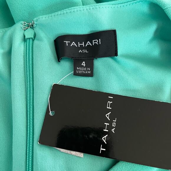 Tahari ASL Side Knot Stretch Crepe Seafoam Green Sheath Knee Length Dress 4 NWT - Picture 4 of 14